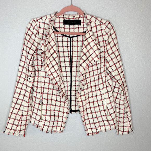 Zara Basic Collection - Frayed Tweed Check Blazer - Picture 3 of 11